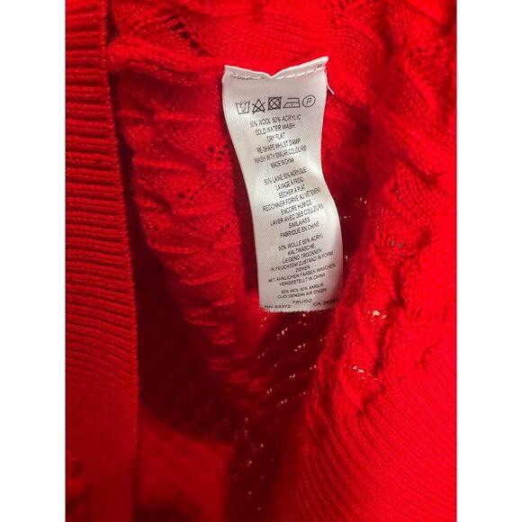 French Connection Wool Blend Sweater Oopen Knit Red Womens Size Medium NEW - Picture 3 of 4